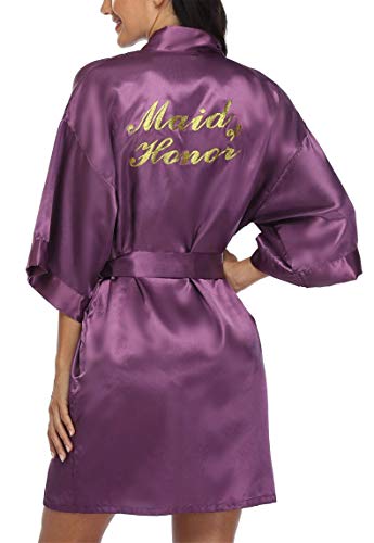 Image of Giova Women Bridal Robe for Bride and Bridesmaid Getting Ready Wedding Party Bathrobe