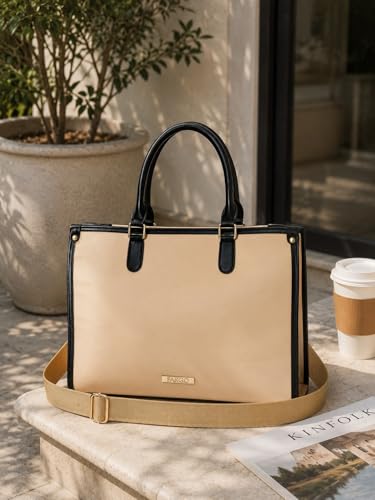 Image of Fargo Regal Vegan Leather Tote Bag for Women | Laptop Compartment, RFID Pockets, YKK Zipper, Large Office Handbag | Shoulder Bag for College & Daily Use | Made in India
