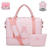 CLOUDWINGS Girls Overnight Weekender Duffle Bag with Shoe Compartment Travel Carry On Teenager Girl Gifts Dance Cheer Gym Bag Personalized Initials Birthday Gifts for Teenage Kids Women(Pink-A)