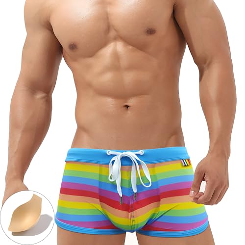 Men's Square Leg Swimwear Pride Rainbow Swim Briefs Bikini Board Surf Shorts Boxer Swimming Trunks3