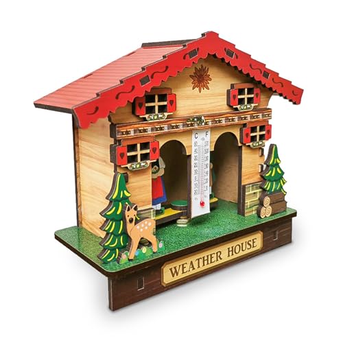 Casa meteorologica in legno con termometro igrometro, decorazione da parete per casa e ufficio