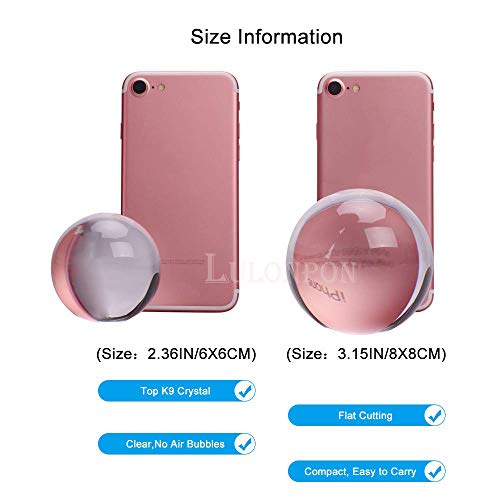 Lulonpon Crystal Ball, 3.15in & 2.36in Lens Balls Pro for Photography Accessories, K9 Crystal Sphere Ball with Two Microfiber Pouchs,Crystal Glass Photography Gifts Decoration Ball