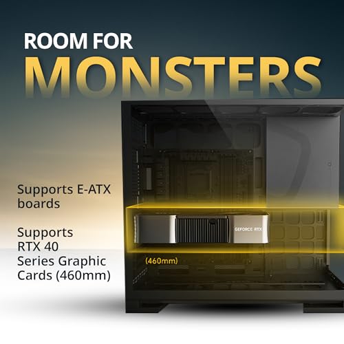 Image of Geometric Future M5 Tempered Glass Mid Tower, E-ATX /ATX Gaming Case, 1.2mm Steel, Type C, Toolless Panels, Support 420 /360 Radiator, ARGB PWM 140m Fan x 5 Pre-Installed, Black /Grey, GEO-M5F-BG