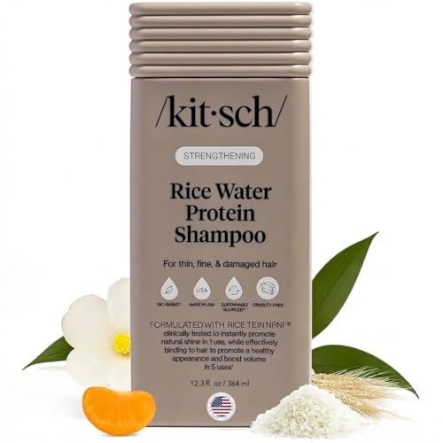 Kitsch Strengthening Rice Water Protein Shampoo for Men & Women – Hair Growth Shampoo & Volumizing...
