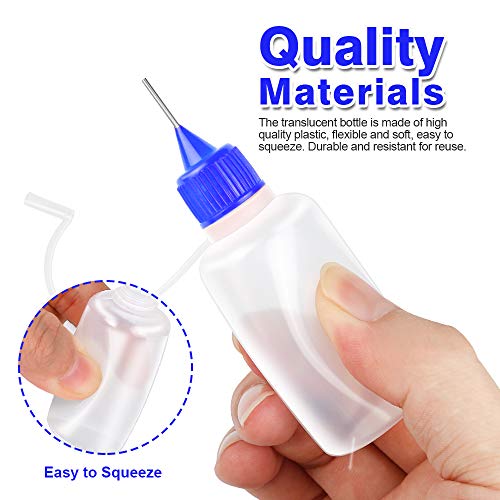 12pcs Precision Tip Applicator Bottles with 5 Mini Funnels, YGDZ 30ml Needle Tip Squeeze Glue Bottles for Paint Quilling Craft, 6 Colors