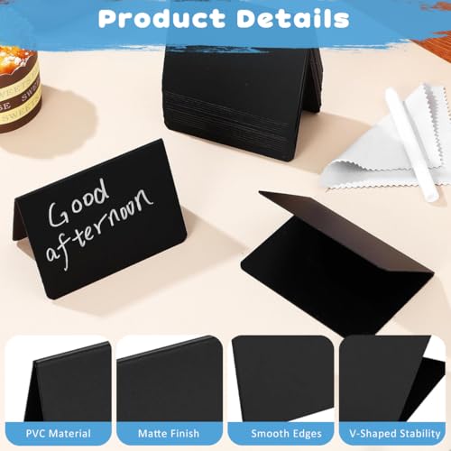 Image of Climberty 20 Pack Mini Chalkboard Signs for Table Display, Small Reusable Double-Sided A-Frame Blackboard Cards for Food Labels, Weddings & Parties, with 12 Markers, 1 Spray Bottle & 1 Wiping Cloth