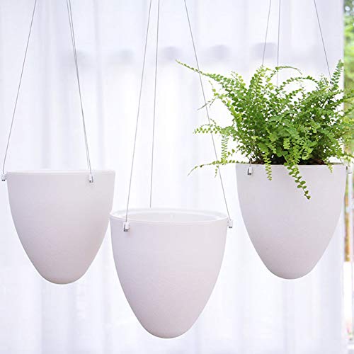Loyuyu FBA-KENON1-WHITE 3 Pack Self Watering Hanging Planter thumb #1