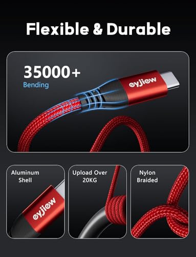240W USB C à USB C Câble 10ft, PD 3.1 Type C à type C cordon de charge rapide, long USB C Câble chargeur pour iPhone Air 17 16 15 Series,Samsung S25 S24,USB-C iPad MacBook et plus encore