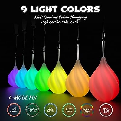 مجموعة كرات LED للأطفال والكبار - لعبة مميزة مضيئة للمبتدئين والمهنيين | LED Pois Kids Juggling | مجموعة شعوذة وملحقات لوحة خفيفة | Fire Poi Balls & Luminous Balls