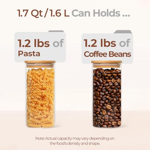 Image of ComSaf Glass Storage Containers with Lids 1.7 Qt, 3 Pack Glass Storage Jars