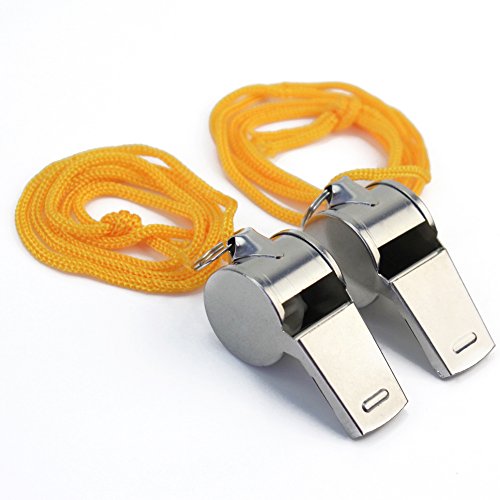 Pinzhi Lot de 2 sifflets d'entraîneur en métal avec cordon Cover