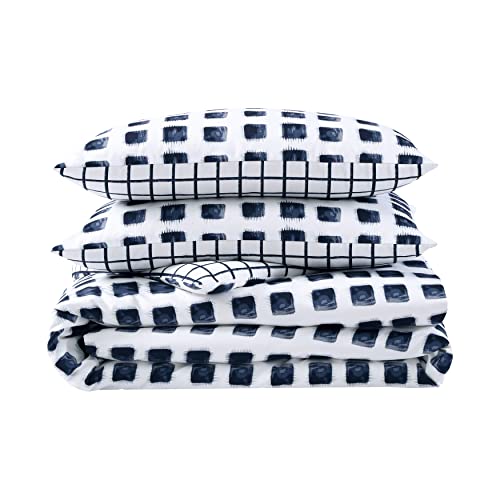 City Scene- Queen Duvet Cover Set, Reversible Bedding Set with Matching Sham(s), Modern Home Décor (Urban Shibori Blue, Queen)