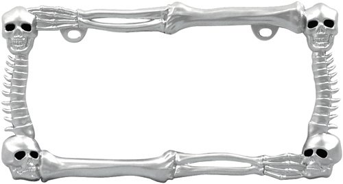Custom Accessories 92714 Chrome Skull and Bones Metal License Plate Frame