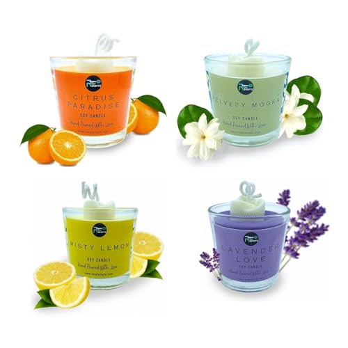 Scented Candles for Home | Soy Wax Aroma Candles Big Size 4 x 70gm Each | Sandalwood, Citrus Paradise, Lemon Grass and Lavender (B0C1JHY28K) Amazon Price History, Amazon Price Tracker