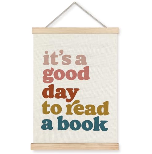Yomisex Book Reading Wall Art Poster, Reading Nook Corner Decor, Library Decor, It's a Good Day to Read a Book Bookish Canvas Prints Wall Art Framed for Classroom Home Decor, 12x16 Inch