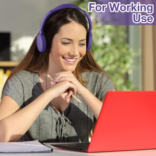 Image of Yunsailing 18 Pack Classroom Headphones Bulk, Wired Headphones,Purple | Student School Supplies, Individually Wrapped, Adjustable, over Ear Head Earbuds, for Laptop PC Computer