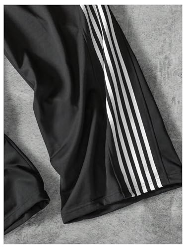 GORGLITTER Men's Double Waisted Sweatpants Baggy Y2K Plaid Patchwork Side Striped Wide Leg Track Pants4