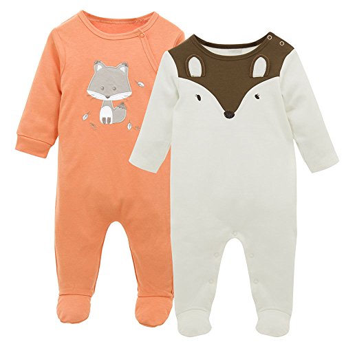 Bambino Set di Pagliaccetto 2 pezzi Pigiama Ragazzi Ragazze Tutina Manica Lunga Cotone Tutine 0-3 Mesi