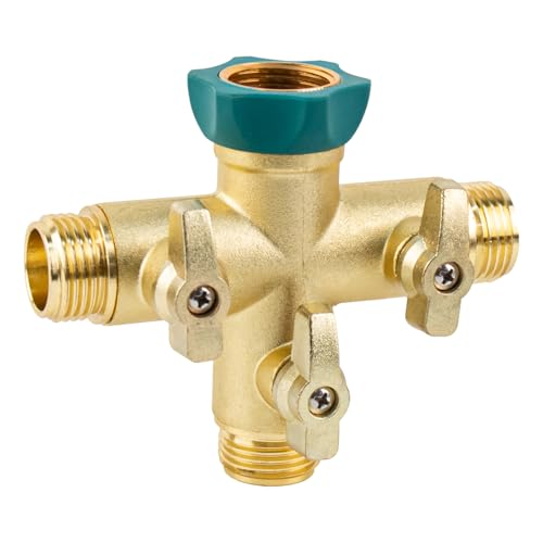 Wzzy Gurden Adattatore per Rubinetto a 3 Vie, 3/4', con valvola di intercettazione e Adattatore da 3 Pezzi, Doppio connettore, Ideale per Sistema Gardena, distributore di Collegamento dell'Acqua