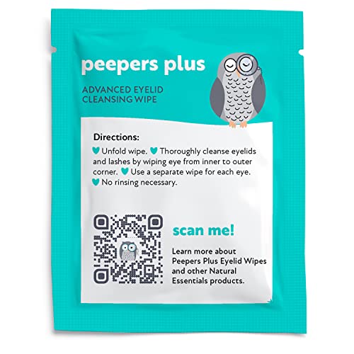 Lenços para pálpebras Peepers Plus Advanced da Natural Essentials, lenços para cílios e olhos para u