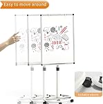 VIZ-PRO ECO Tableau blanc mobile magnétique, 36 X 24 Inches, Easel Flochart Stand Rolling Dry Effase Board avec des tampons en papier
