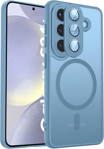 Image of Elzzi Magnetic Magsafe for Samsung S24 Plus 5g Case, Upgraded [Full Camera Protection] [Compatible with Magsafe] [Translucent Matte] Shockproof Protective Phone Case for Men & Women - Off Blue