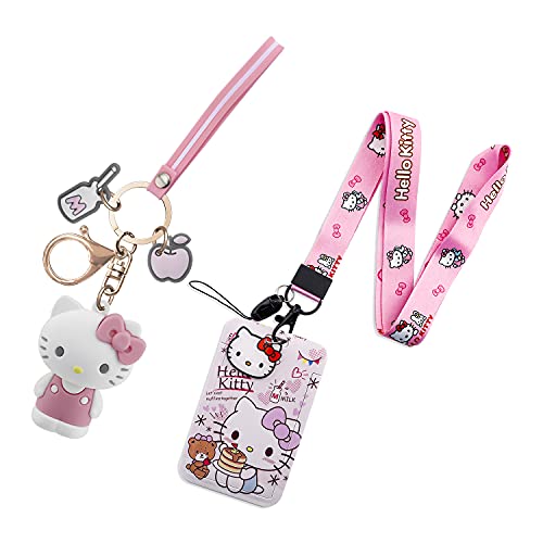 Hello Kitty Cartoon Print Lanyard Key Chain ID Badge Holder Clip (LY-Kitty C)