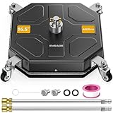 EVEAGE 16.5" Pressure Washer Surface Cleaner Attachment, 4000 PSI Square Power Washer Disc with 1/4" Quick-Connect, 2 Extension Wand, Corner&amp; Edge Cleaning, BJ16