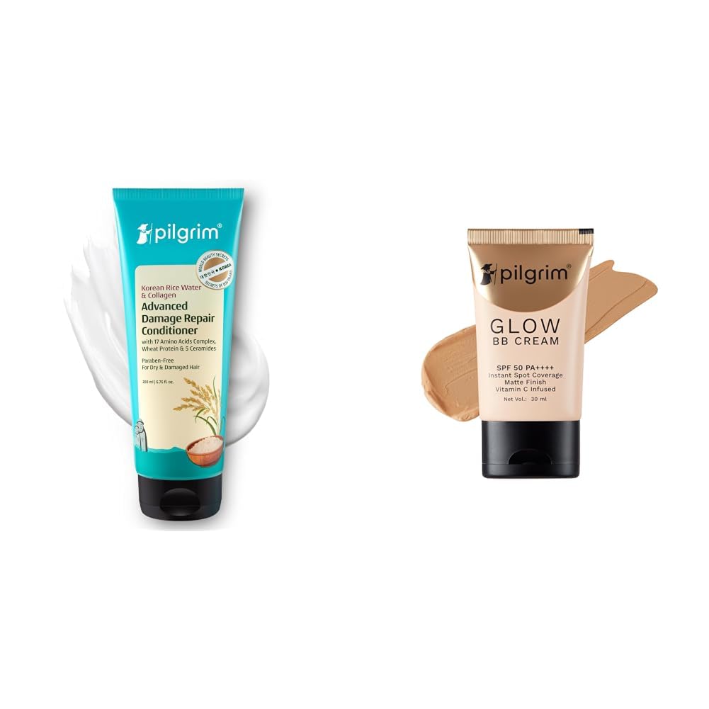Pilgrim Korean Rice Water & Collagen Advanced Damage Repair Conditioner - 200ml & Honey Glow 3-In-1 Natural Bb Cream Medium Coverage For All Skin Types Spf 50 Pa++++ With Niacin-image-32