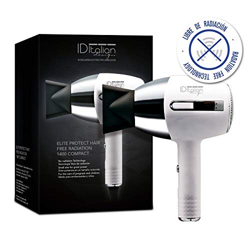 ID Italian IDEGTI1400 SECADOR ELITE COMPACT PROTEC HAIR 1400 WATS-IDEGTI1400, W, 2 Velocidades, Plata, Blanco