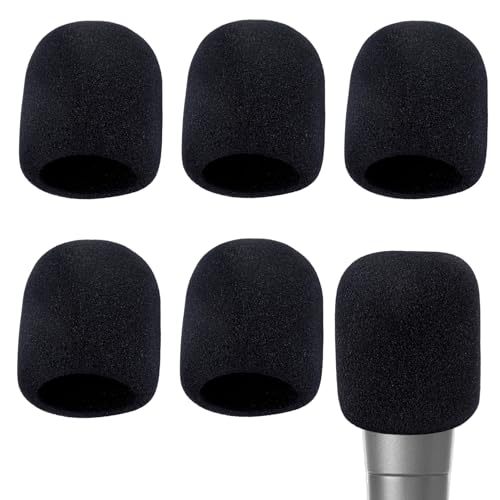 Microphone Covers Foam, 6 Pcs Soft Foam Mic Covers, Microphone Windscreen Pop Filter Cover Protection Noise-cancellation Windsock Cover Microphones Accessories for Most Standard Handheld Microphones