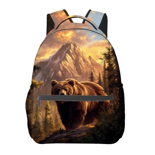 VANZEV Mountain Bear Backpack Travel Backpacks Laptop Rucksack,School Bookbag for Women Kids Boys Girls,Wilderness Animal Back Pack Accessories Bags,Ideal Gifts for Work, Outdoor Adventures