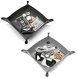 2 Pack Lolalet PU Leather Valet Tray Catchall for Men and Women, Catch All Key Tray Nightstand...