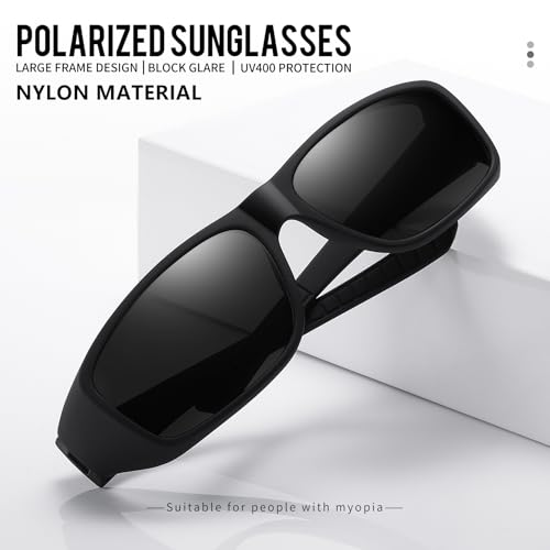 Nylon Polarized Sunglasses Fit Over Glasses,Clearer,Better Color Perception,Driving Outdoor,Large Frame Wraparound Unisex3