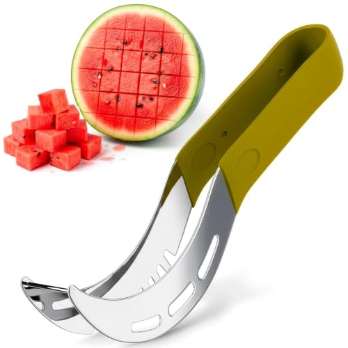 Stainless Steel Watermelon Cutter Slicer Tool With Ergonomic Rubber Handle