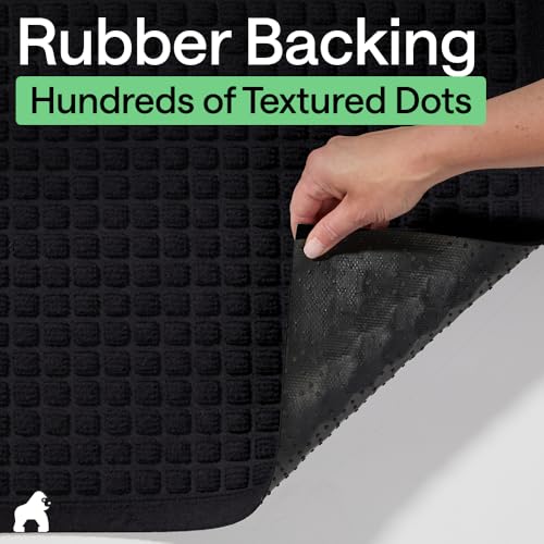 Image of GORILLA GRIP Ultra Absorbent Front Door Mat Outside Entrance 72x24, Traps Dirt and Moisture, HydroABSORB Indoor Outdoor Doormat Holds Up to 2.75 Cups Water, Stain and Fade Resistant Welcome Mat Black