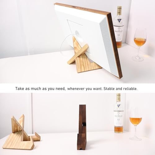 HOOKMEMO Solid Wood Tablet Computer Stands Compatible for Echo Show 15,Echo Show 21,Support Both Horizontal and Vertical Modes.and Suitable for Cookbook Stand Holder Display. (Light Brown) - Image 7