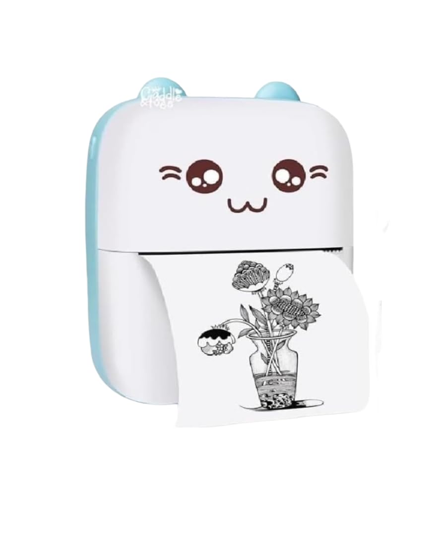 mini portable thermal printer bluetooth pocket printer for kids and adults 57mm inkless photo label printer for notes stickers study rechargeable assorted (pack of 1)