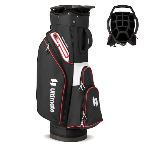 COSTWAY Golfbag, leichtes Golf Cart Bag mit 14 er Unterteilung & Tragegurt, Wasserabweisende Golftasche mit Regenhaube, Golfwagentasche tragbar für Herren...