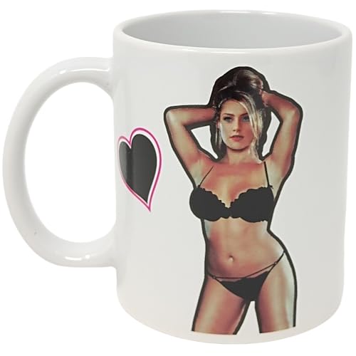 Tasse à café, mug sexy thermo-réactif déshabilleur femme blonde, en céramique, 25 cl