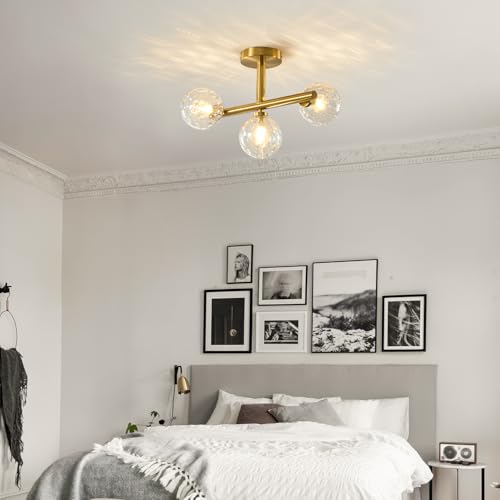 Feasey Globe Glass Flush Ceiling Light Fixture with Hammered Clear Shade by Feasey - Used condition - Image 7