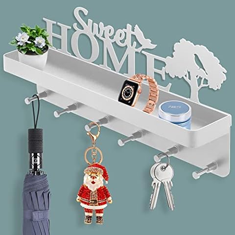 Colgador Llaves Pared con Bandeja, Tablero Cuelga Llaves Pared Home Sweet Home Autoadhesivo thumbnail