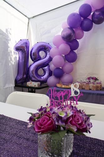 Image of 18 Balloon 40 inch Purple Number Balloons for 18 Birthday Party Decoration | Saturated Color, Large 40 in, With Straw & Hanging Hole, For Back-to-School Season, Wedding, Christmas, New Year, Anniversary