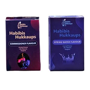 HABIBIS HUKKAUPS Herbal Hookah Flavour Combo of 2 Commissioner and Spring Water Flavour with Filter Pipe – Premium and…