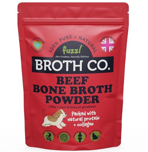 Fuzzl Broth Co. Beef Bone Broth for Dogs 100g Rich in Collagen Glucosamine & Chondroitin - Natural Grain-Free Dog Food Topper & Hydrator - Joint Gut & Immune Health Dog Gravy