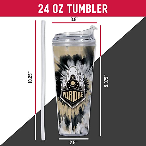 Image of Rico Industries NCAA Glitter 24oz Acrylic Glitter Tumbler with Hinged Lid, Officially Licensed Double Wall Tumbler with Straw