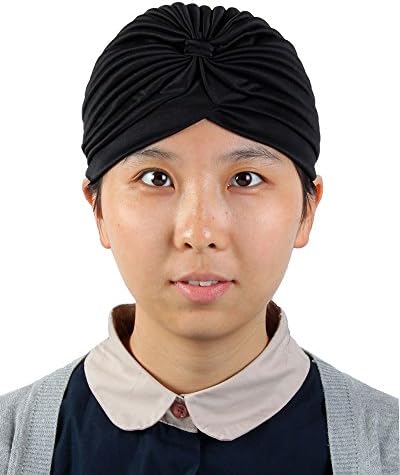 Leegoal Black Turban Twist pleated Hair Wrap stretch turban Women's Head Wrap Cap Cover