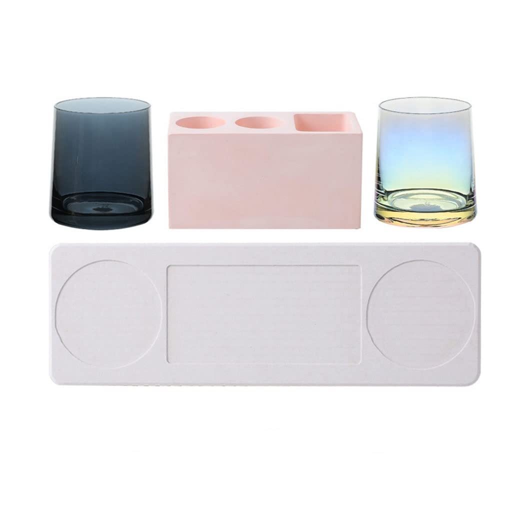 Estante para Cepillos de Dientes Porta di spazzolino da Denti da Denti da Bagno for Bagno Porta di spazzolino Multifunzione con Tre lavandini for la conservazione del dentifricio(C)