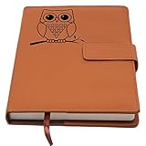Owl Refillable Writing Journal | Faux Leather Cover, Magnetic Clasp + Pen Loop | Blank Notebook | 200 Lined Pages, 5 x 8 Inches for Travel, Personal, Poetry | Brown | The Amazing Office