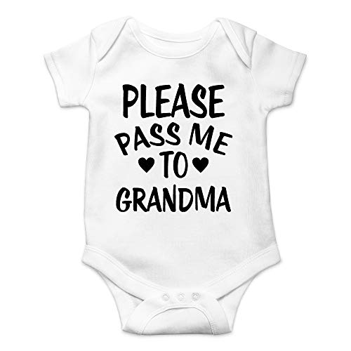CBTwear Please Pass Me To Grandma - My Grandmother Loves Me - Cute Infant One-Piece Baby Bodysuit (Newborn, White)